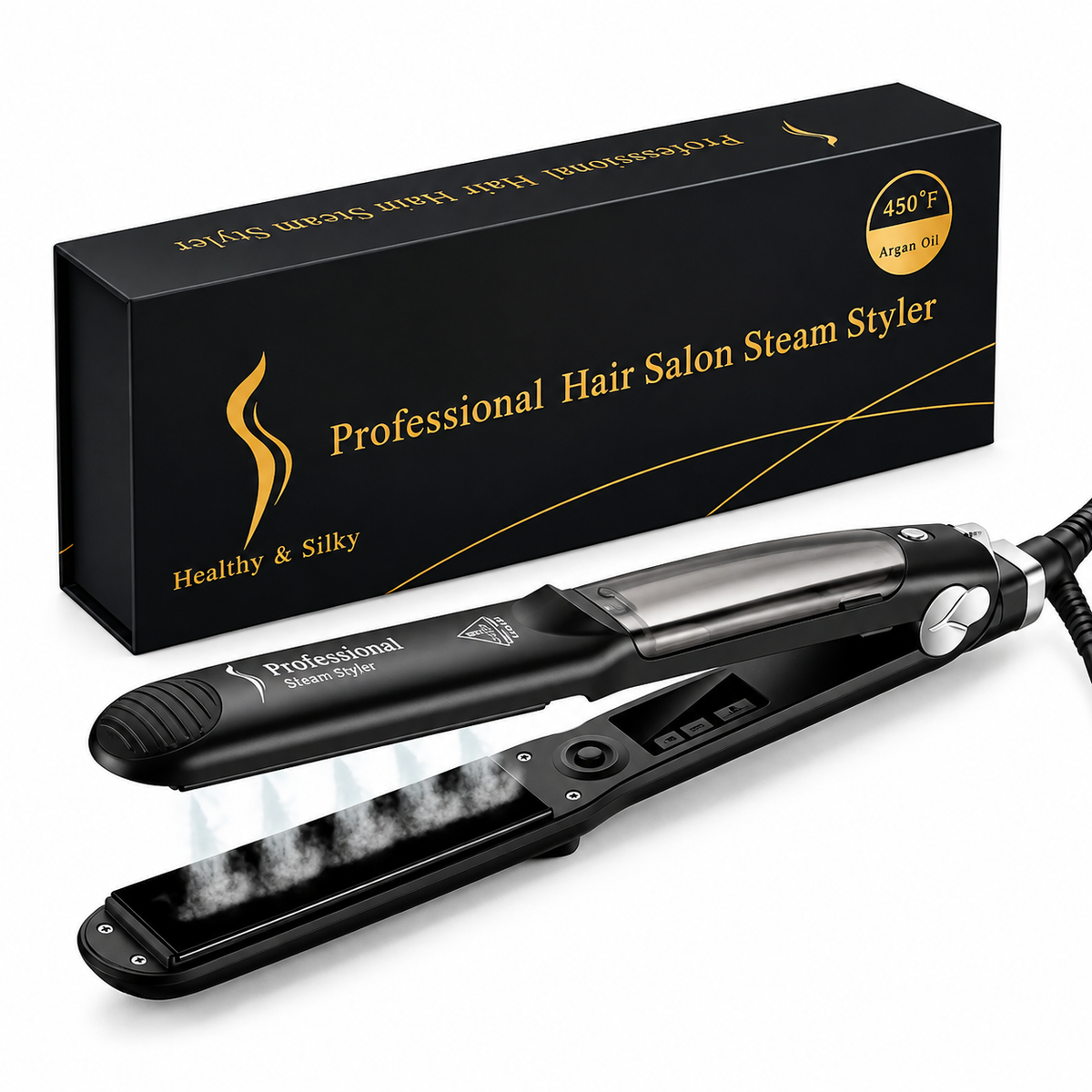 Plancha de Cabello a Vapor Profesional Steam Styler – Alisadora de Cabello 450 °F