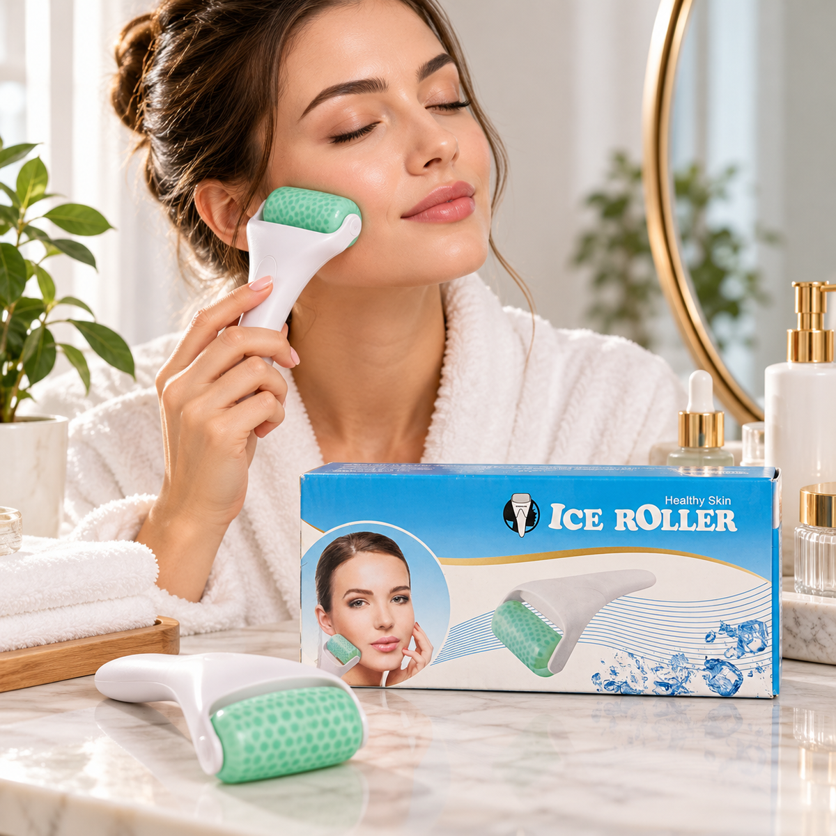 Rodillo Facial de Hielo Ice Roller – Masajeador Refrescante para Rostro