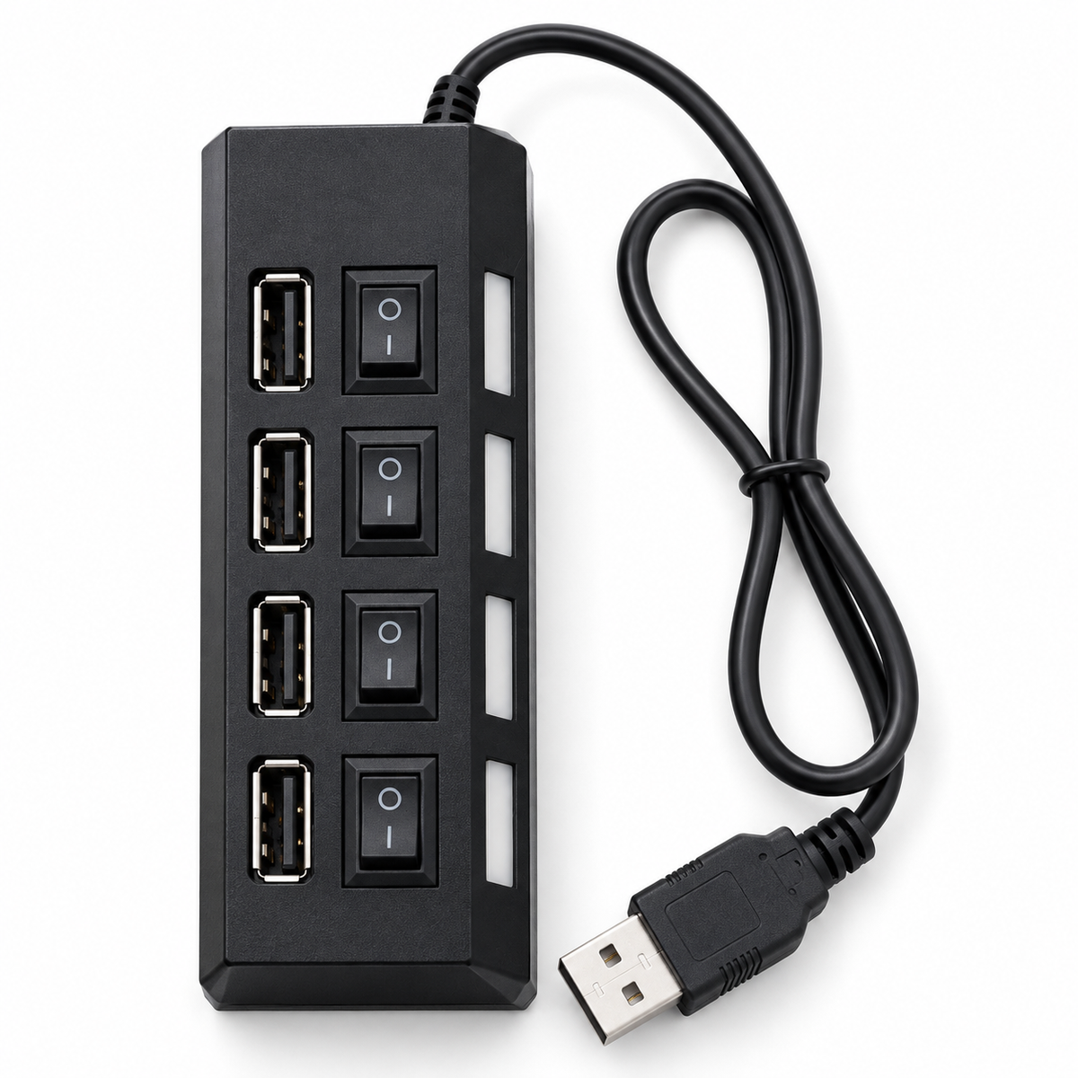Hub USB 2.0 de 4 Puertos con Interruptores Individuales – Multiplicador USB