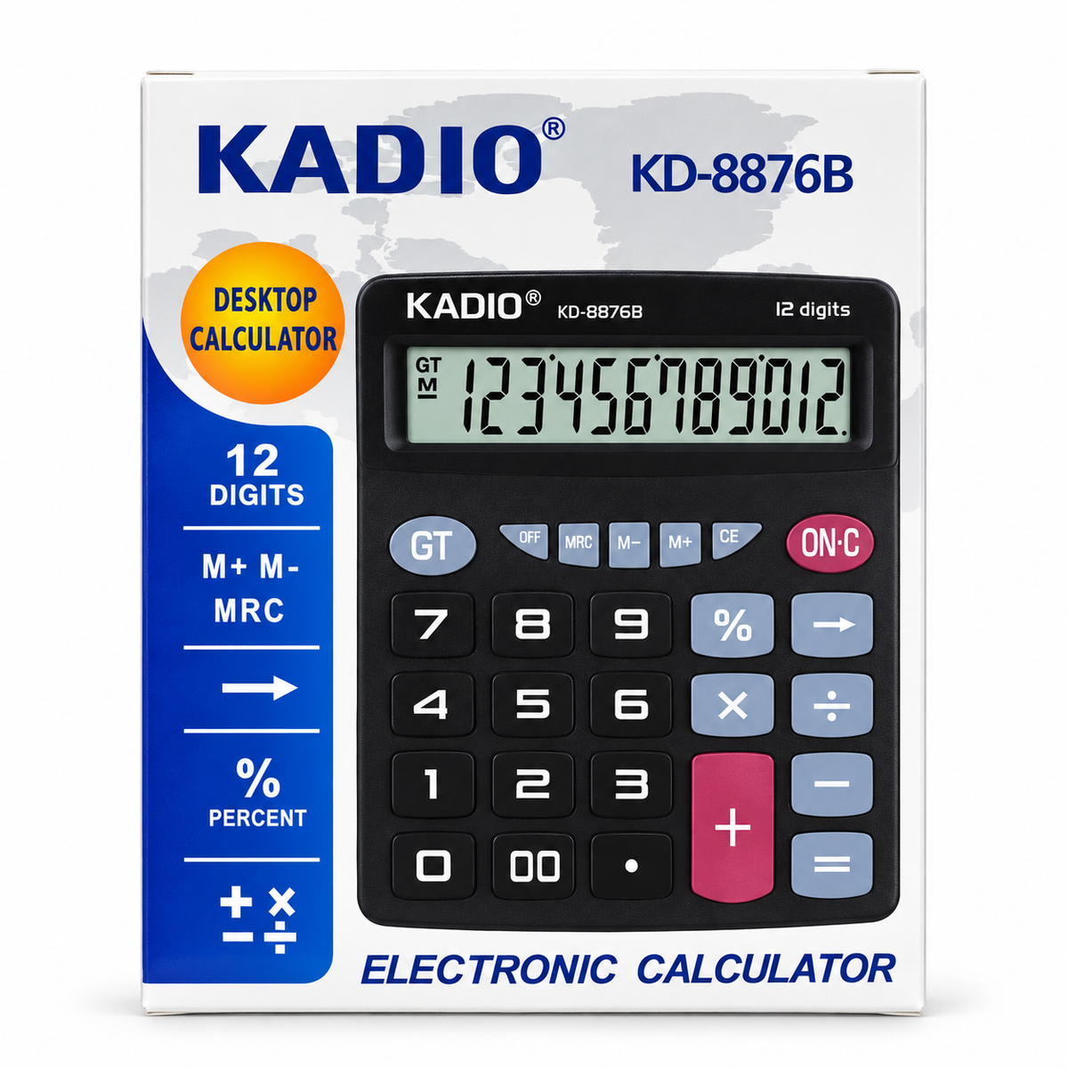 Calculadora de Escritorio KADIO KD-8876B de 12 Dígitos