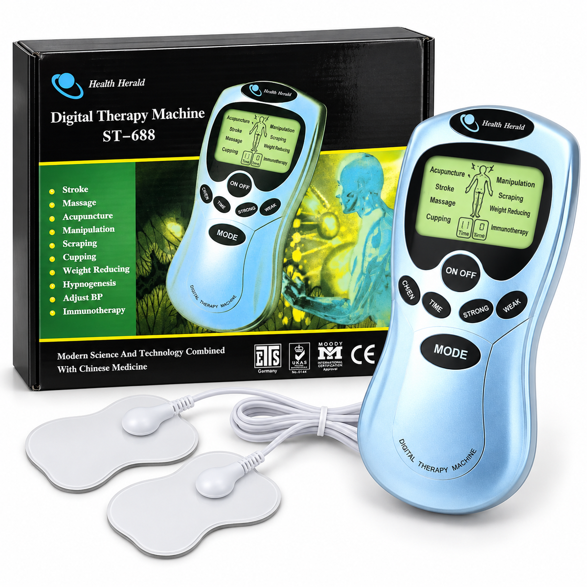 Electroestimulador Digital Health Herald ST-688 con Pantalla LCD y Modos de Estimulación