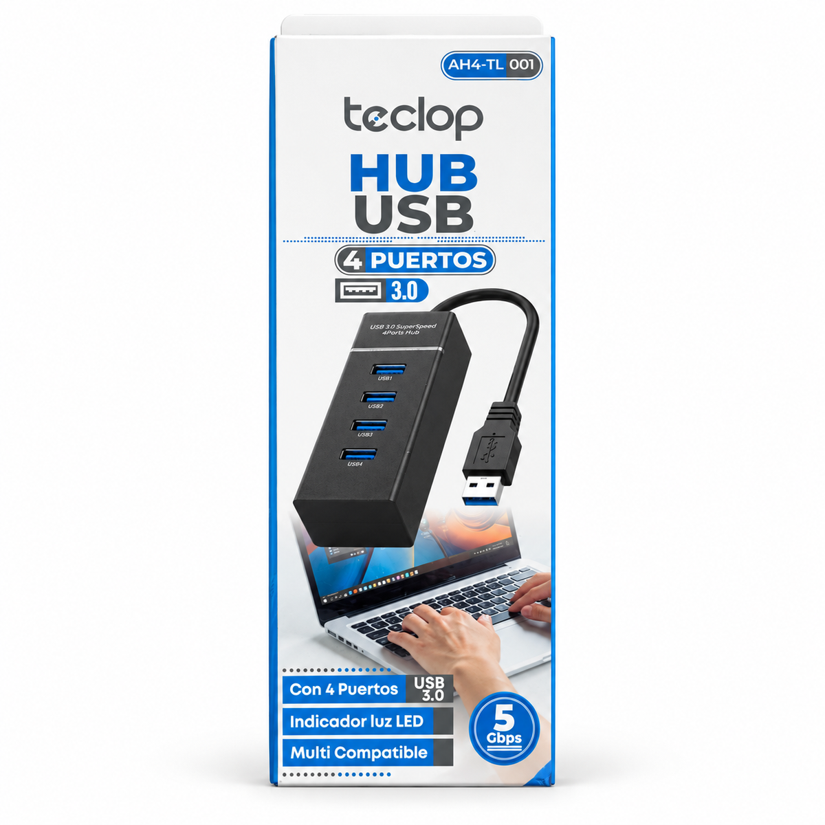 Multipuerto de 4 Entradas Hub USB 3.0