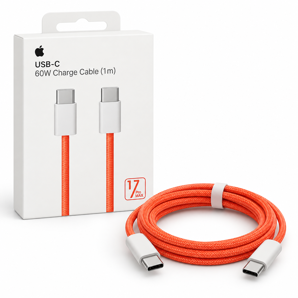 Cable Naranja para iPhone USB-C a USB-C de 60W 1 Metro