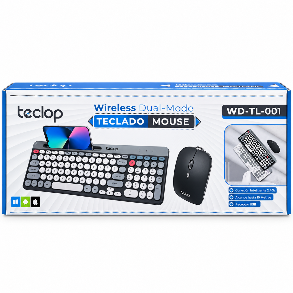 Combo Teclado y Mouse Inalámbrico Dual Mode 2.4 GHz