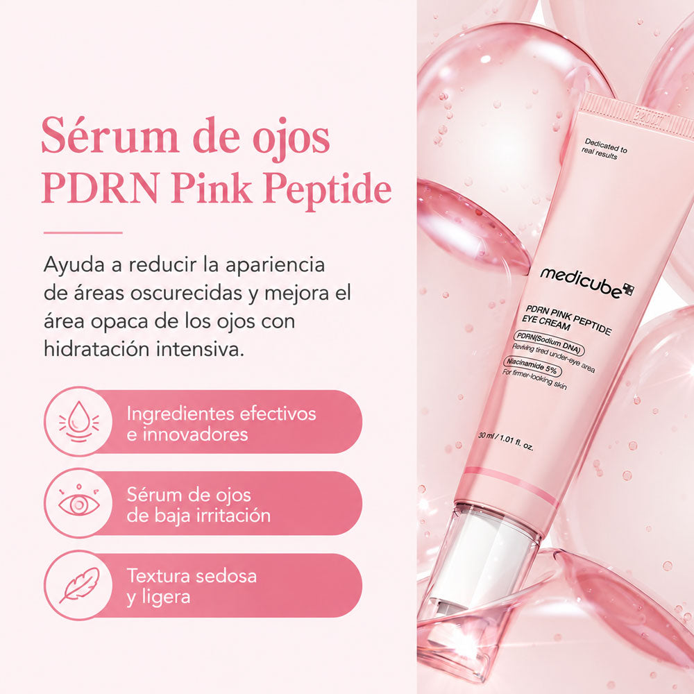 Medicube PDRN Pink Peptide Eye Cream 30 ml – Contorno de Ojos con PDRN y Niacinamida 5%