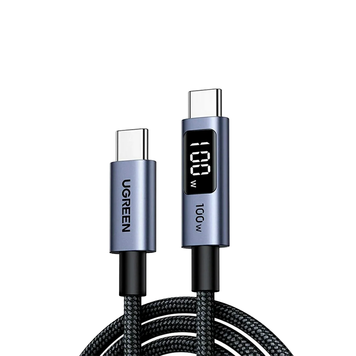 Cable USB-C a USB-C UGREEN 100W con Pantalla Digital y Diseño Trenzado