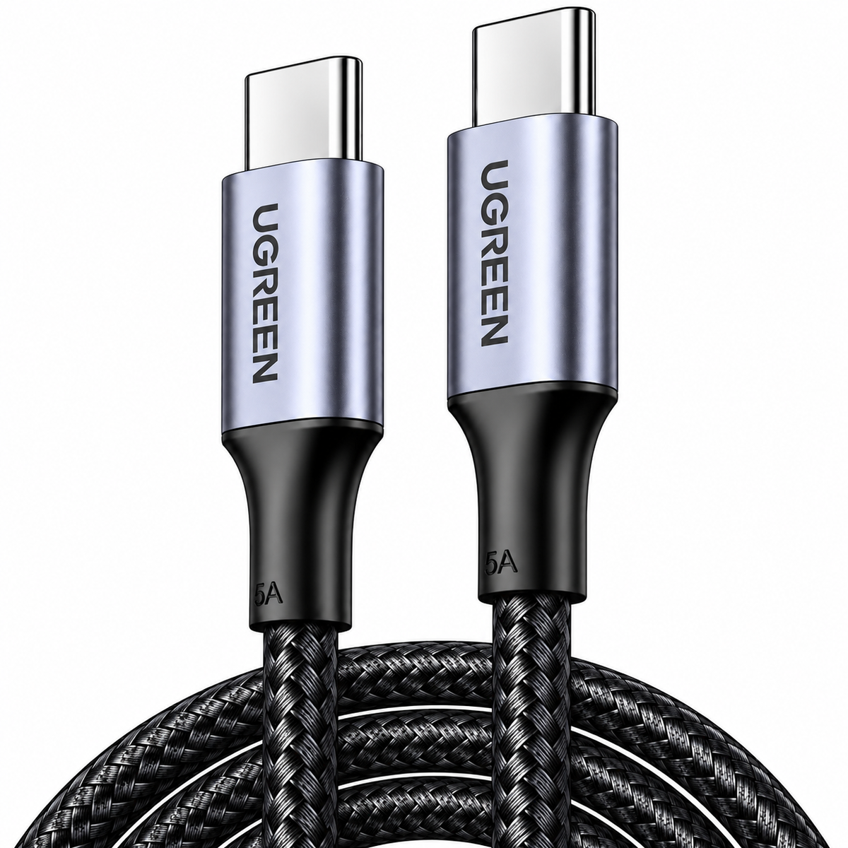 Cable UGREEN USB-C a USB-C 100W 5A de 2 Metros – Carga Rápida y Diseño Trenzado
