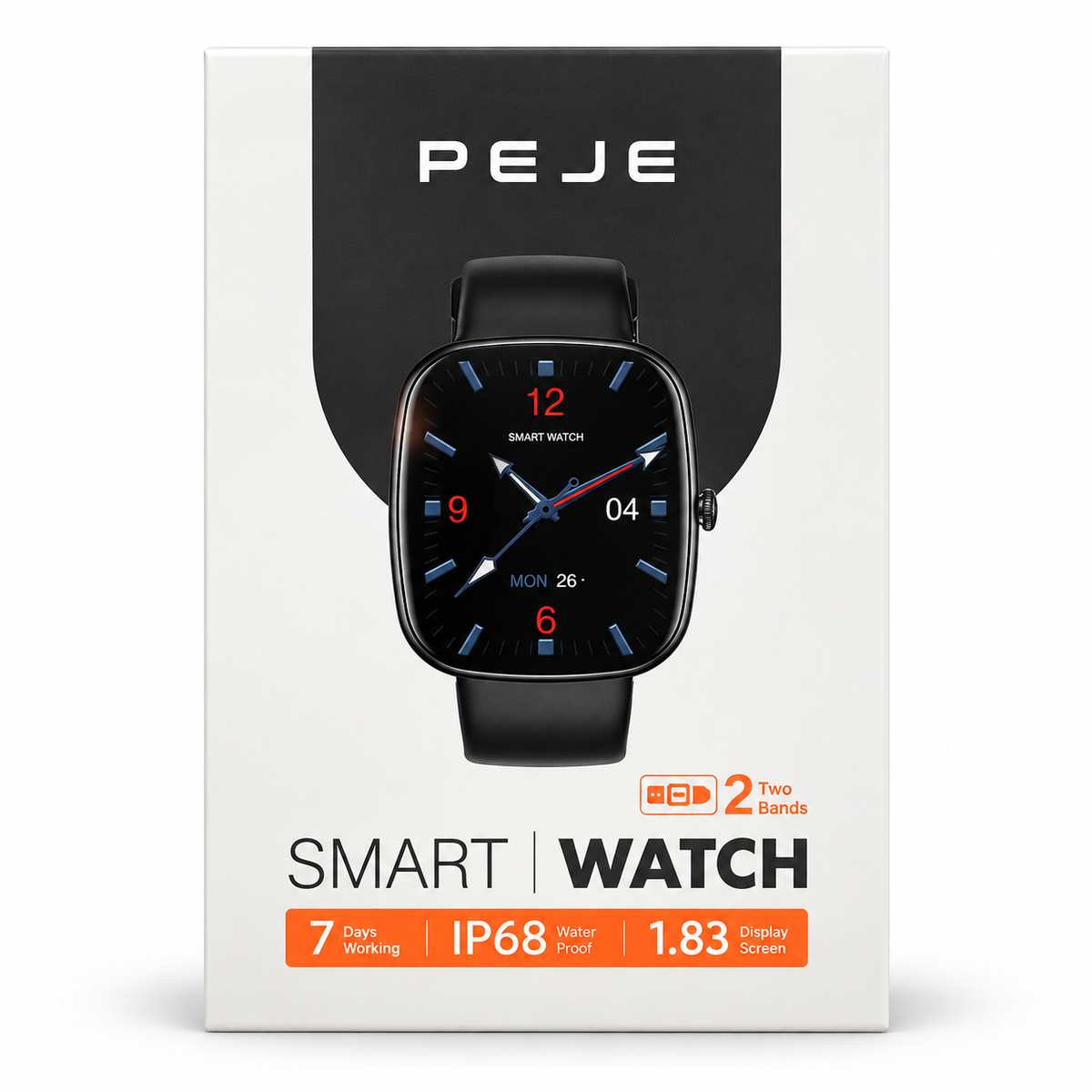 Smartwatch PEJE Reloj Inteligente Pantalla 1.83" IP68 con 2 Correas