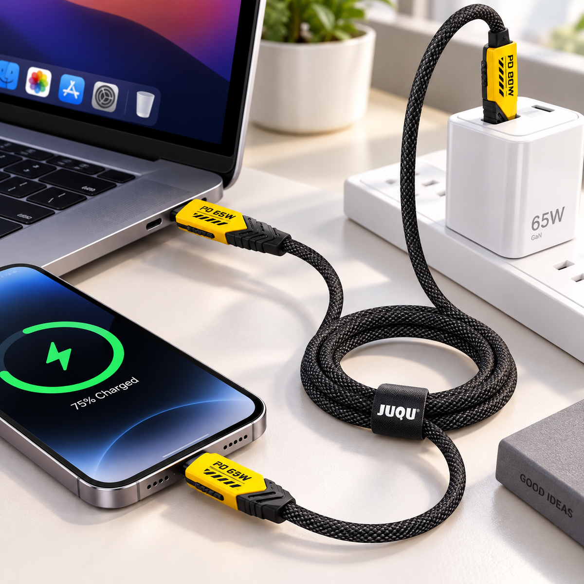 Cable de Carga Rápida JUQU 2 en 1 USB-C y Lightning – JQ-22