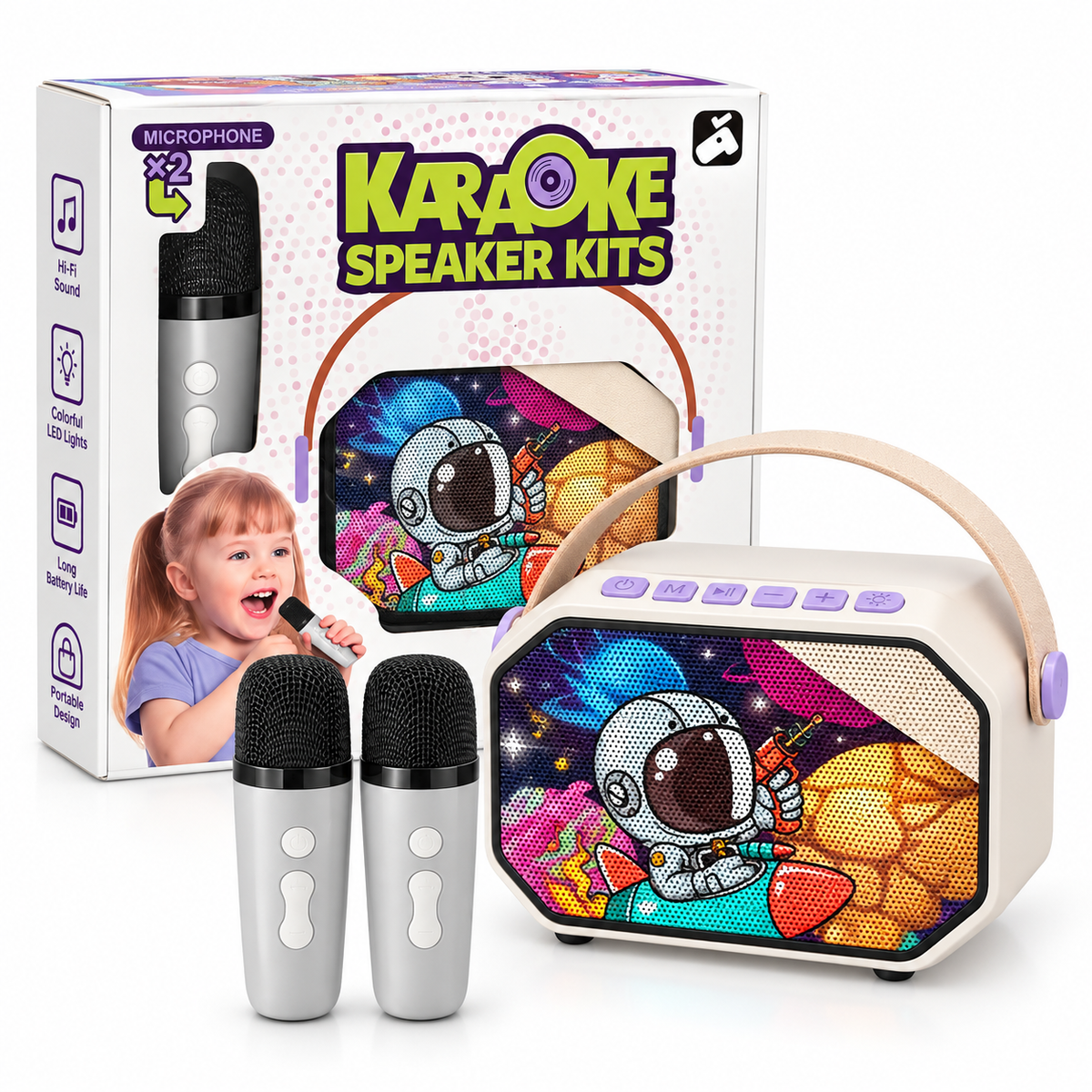 Parlante Karaoke Infantil con 2 Micrófonos
