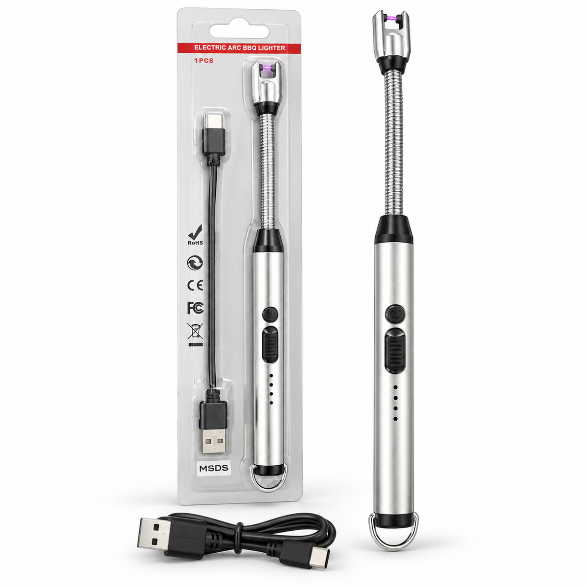 Encendedor Eléctrico Recargable USB de Arco con Cuello Flexible para Velas y Cocina