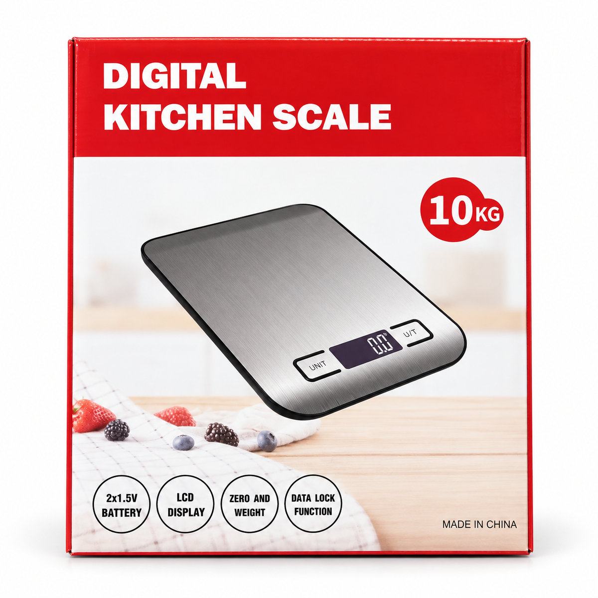 Báscula Digital de Cocina 10 kg con Pantalla LCD y Función Tara