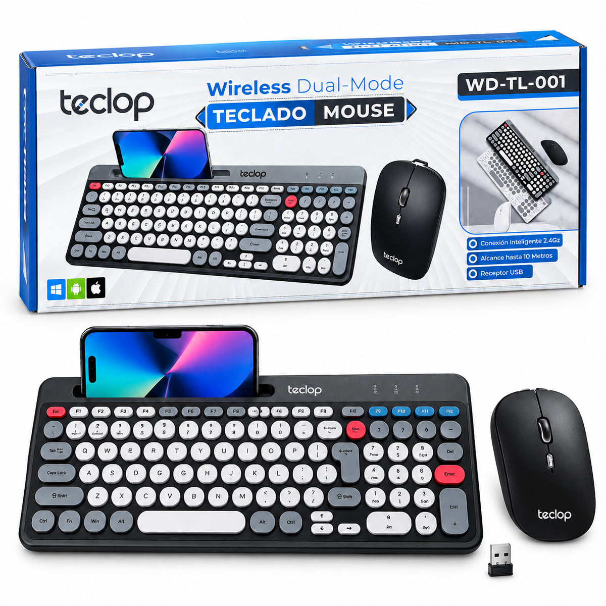 Combo Teclado y Mouse Inalámbrico Dual Mode 2.4 GHz